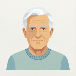 Stylized illustration of psychologist Mihaly Csikszentmihalyi
